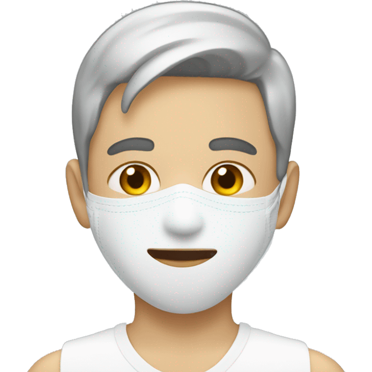 a white boy with a skin care mask on his face emoji