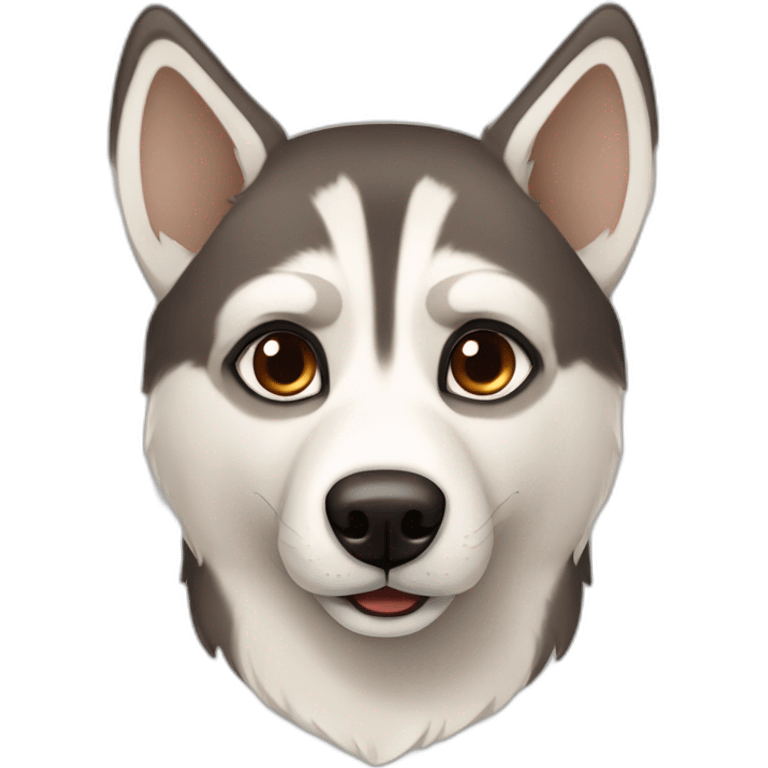 Husky in capuchino colors with different eye colors emoji