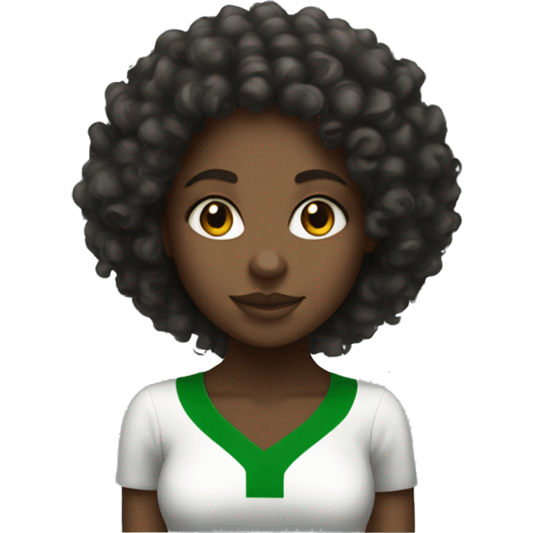 a black girl with big curly hair and  having a Nigerian flag  emoji