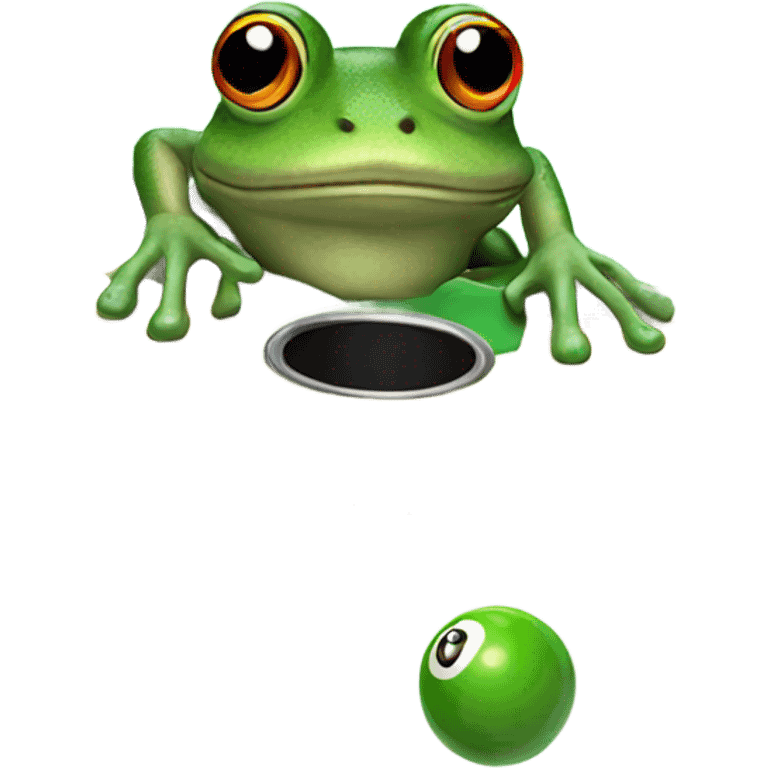 Frog playing pool in a pool emoji