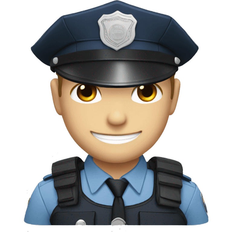 A police man, white skin, happy emoji