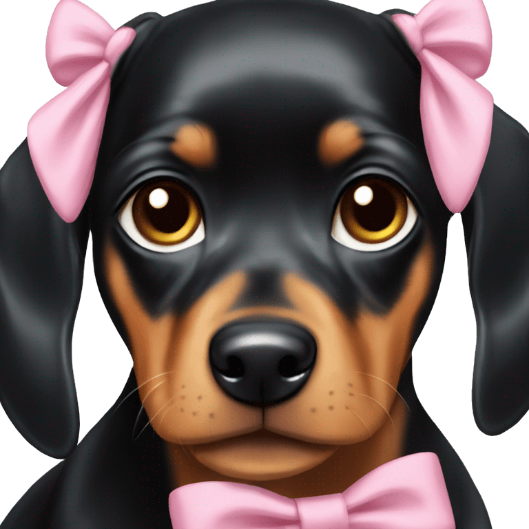 black tan pinscher big ears girly pink bow on head emoji