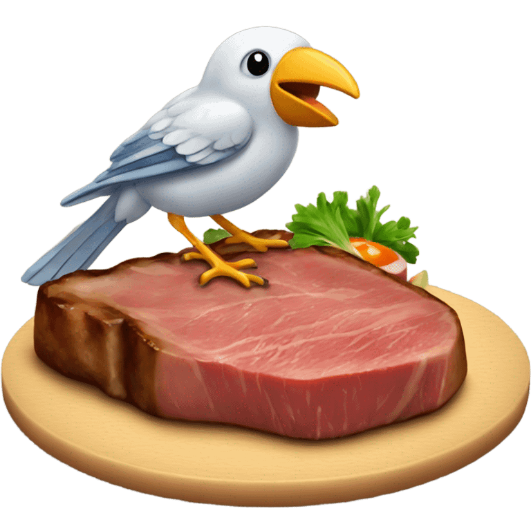 Bird eating steak emoji