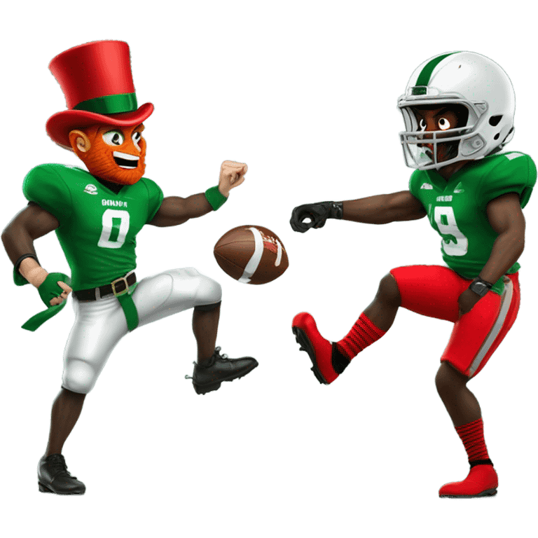 Leprechaun fighting Ohio state football player emoji