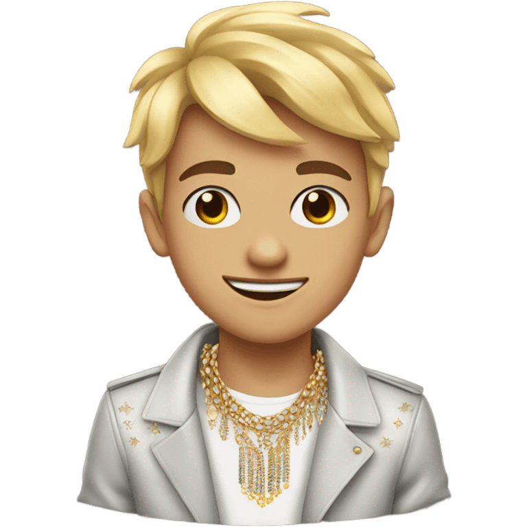 stylish boy with jewelry merry Christmas emoji