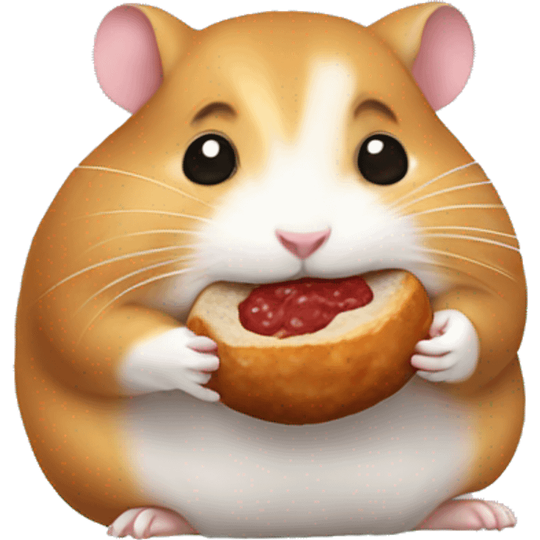 Hamster eating a meatball emoji