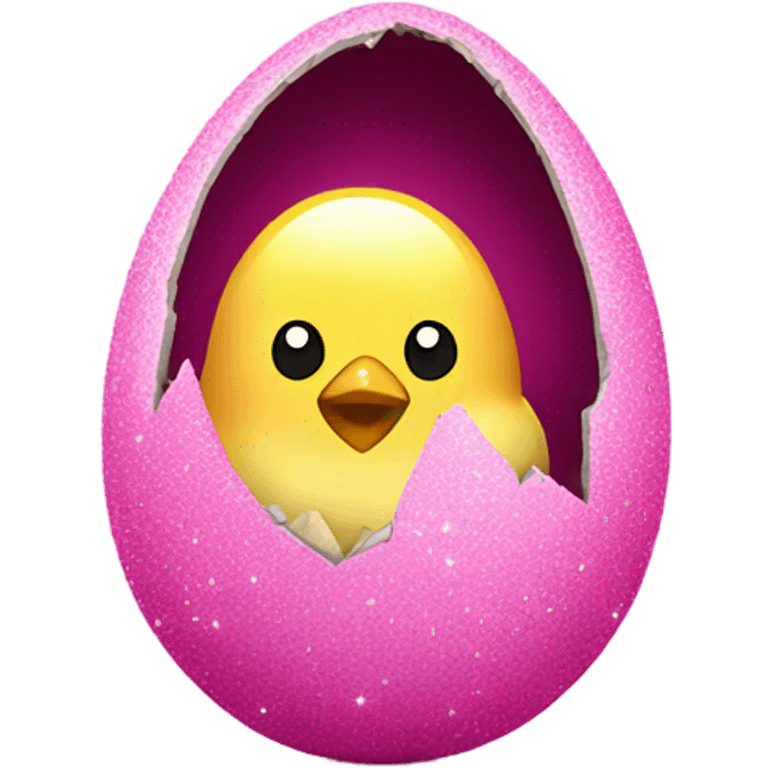 Pink sparkly chick inside of cracked egg emoji