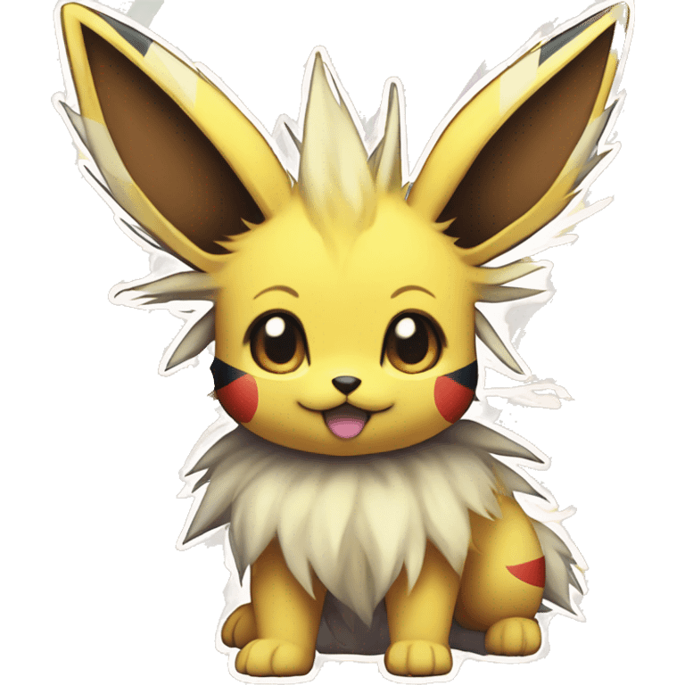 Jolteon-Flareon-Eevee with colorful stripes full body emoji