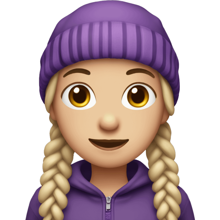 Girl with pigtails and purple bobble hat  emoji