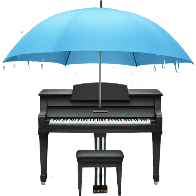 Umbrella with rain over a light blue piano  emoji