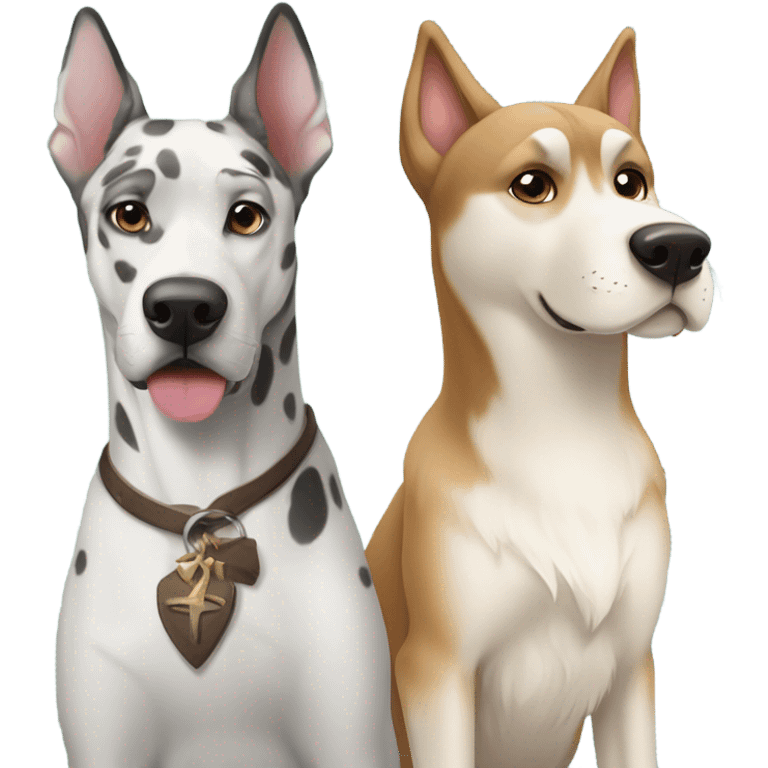 Fawn Great Dane and Siberian husky  emoji