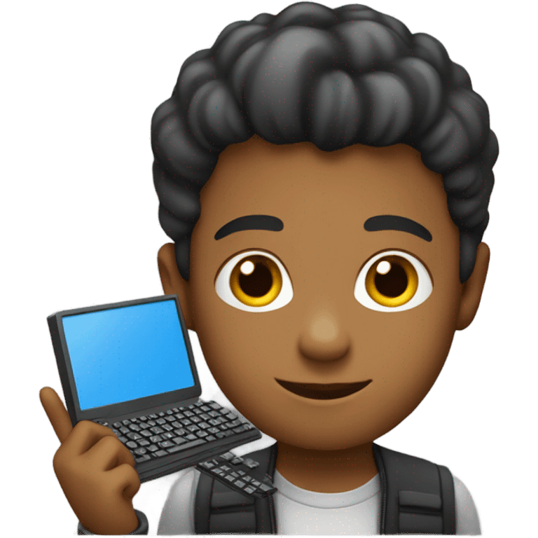 A young programmer with keyboard in han emoji