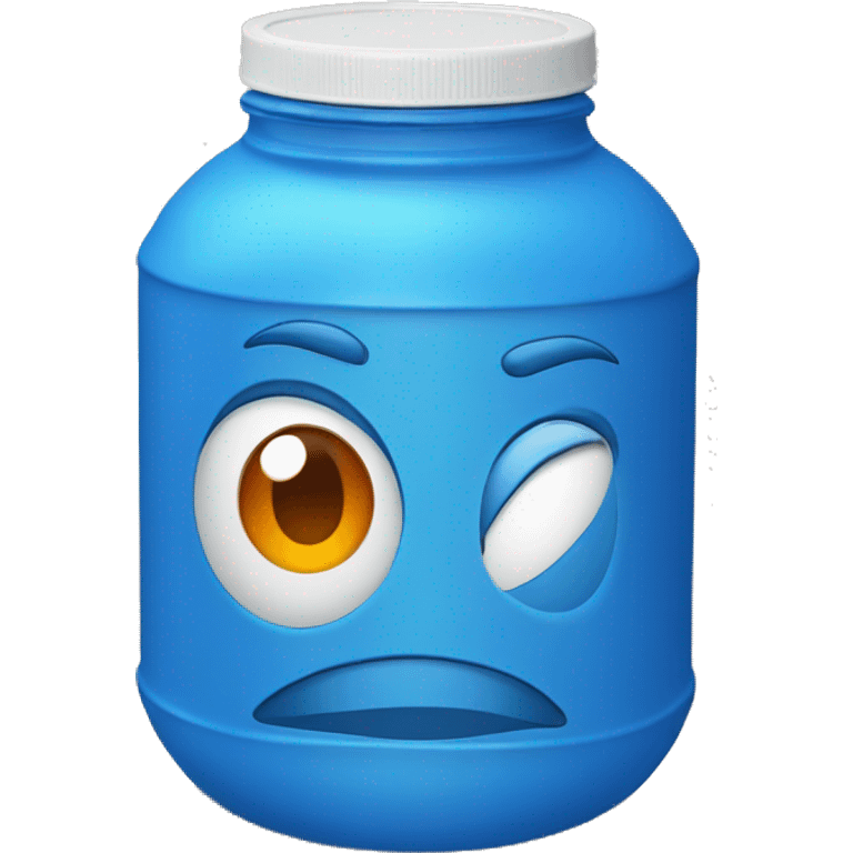 1 Orange plastic bottle with a blue lid and blue label emoji