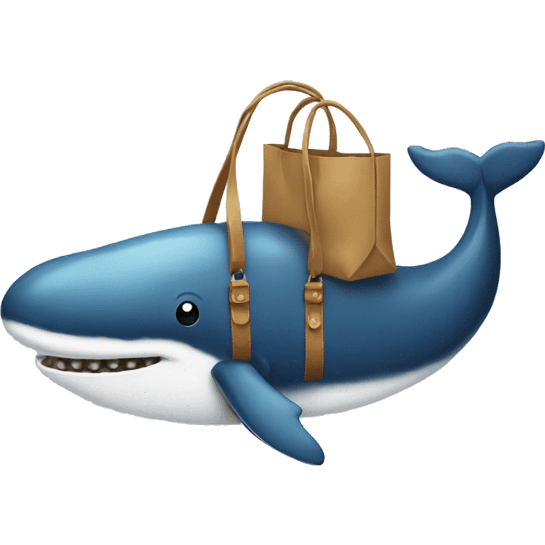 Whale seeing a bag emoji