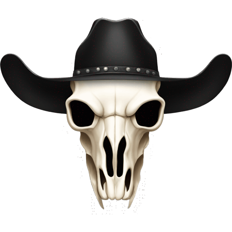 Longhorn cow skull black cowboy hat emoji