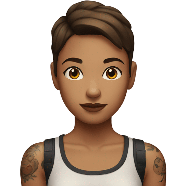 Girl with short brown hair and tattoos  emoji