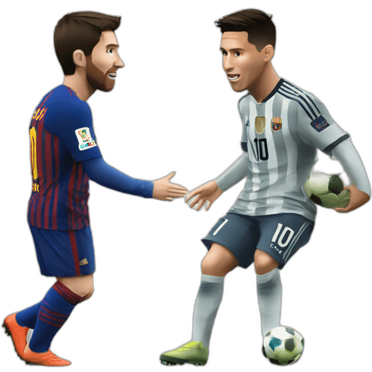 Messi assisting ronaldo for a goal emoji