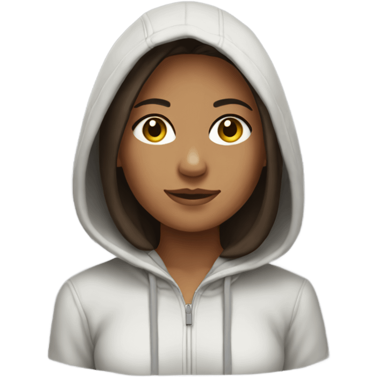 Girl brunette wearing a hoodie  emoji