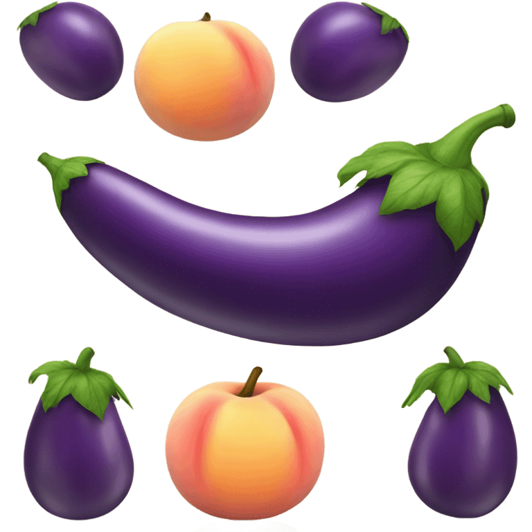 eggplant next to a peach emoji