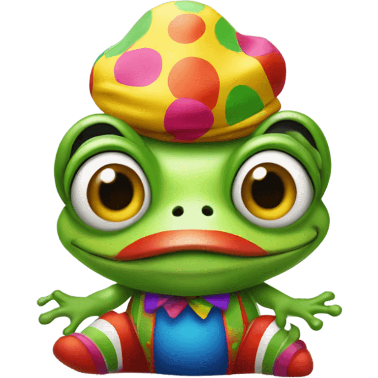 green frog dressed as a clown emoji