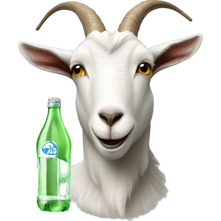 A goat drinking a bottle emoji