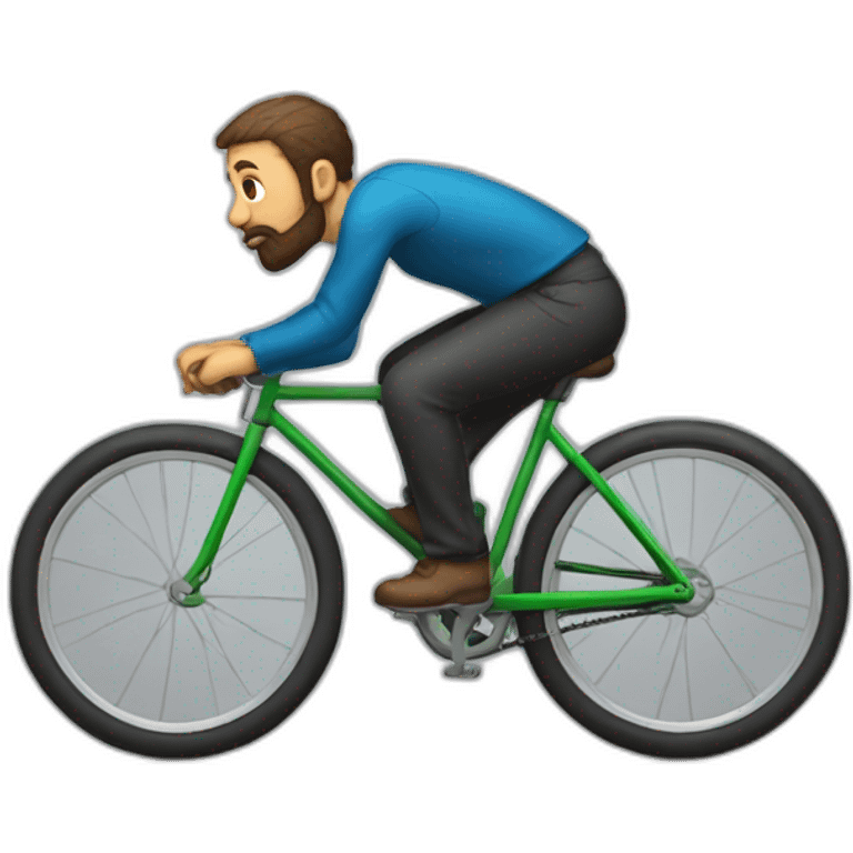 A little hunched man with a circle beard on a bike emoji