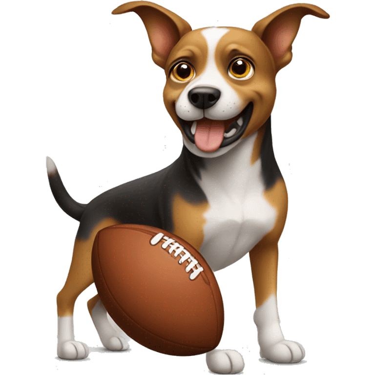 Dog playing football emoji