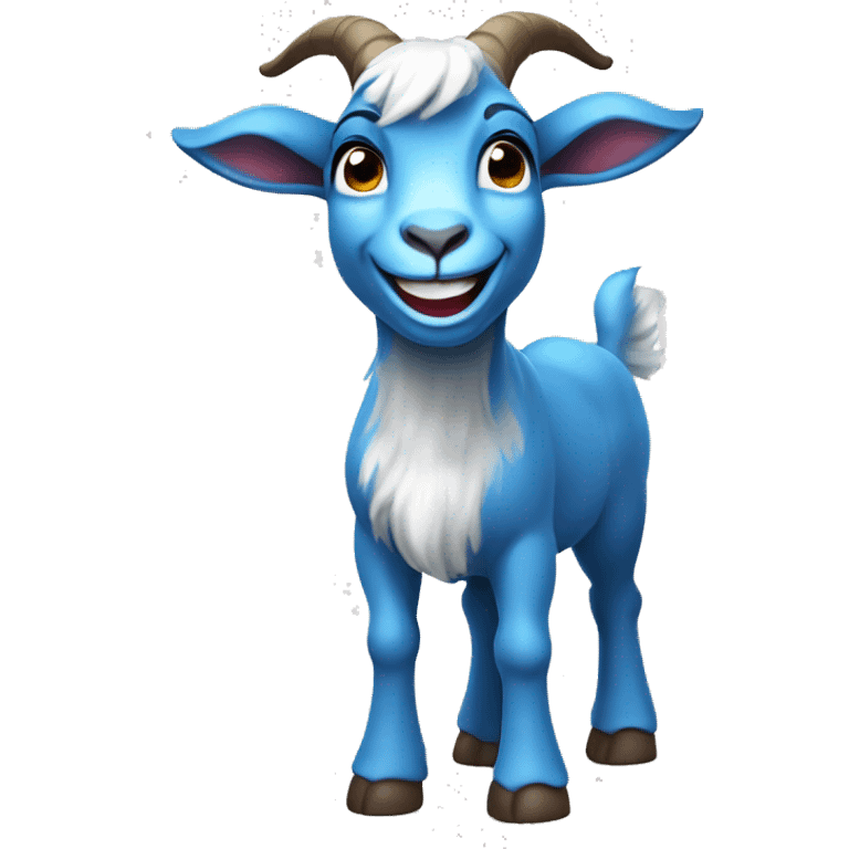 Blue goat whole body pretty smiling excited blue eyes female emoji