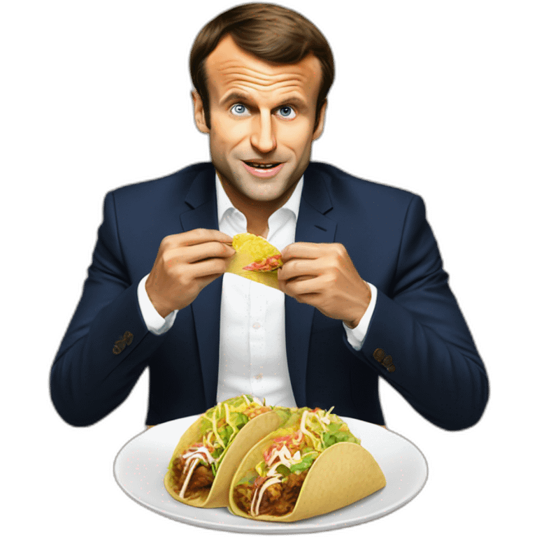 Emmanuel Macron eating a tacos emoji