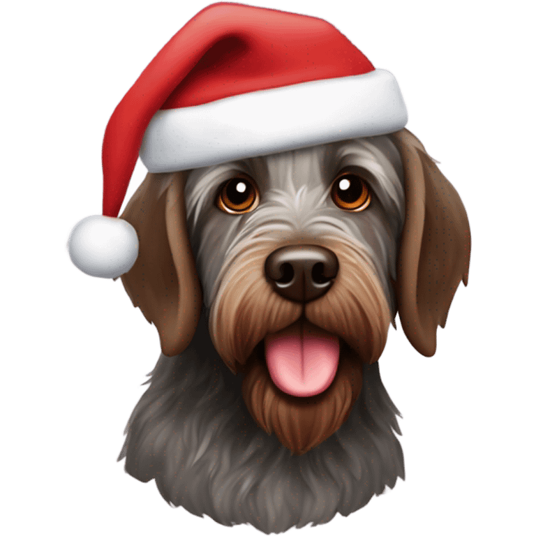 Wirehaired pointing griffon add Santa hat emoji