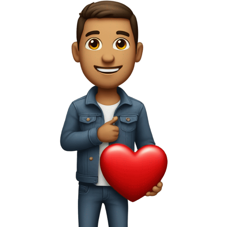 My husband holding a valentine  emoji