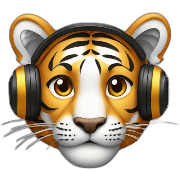 Tiger with headphones emoji