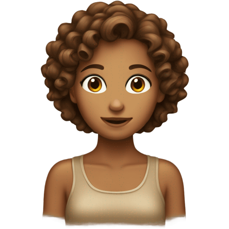 a tanned girl with brown curly hair  emoji