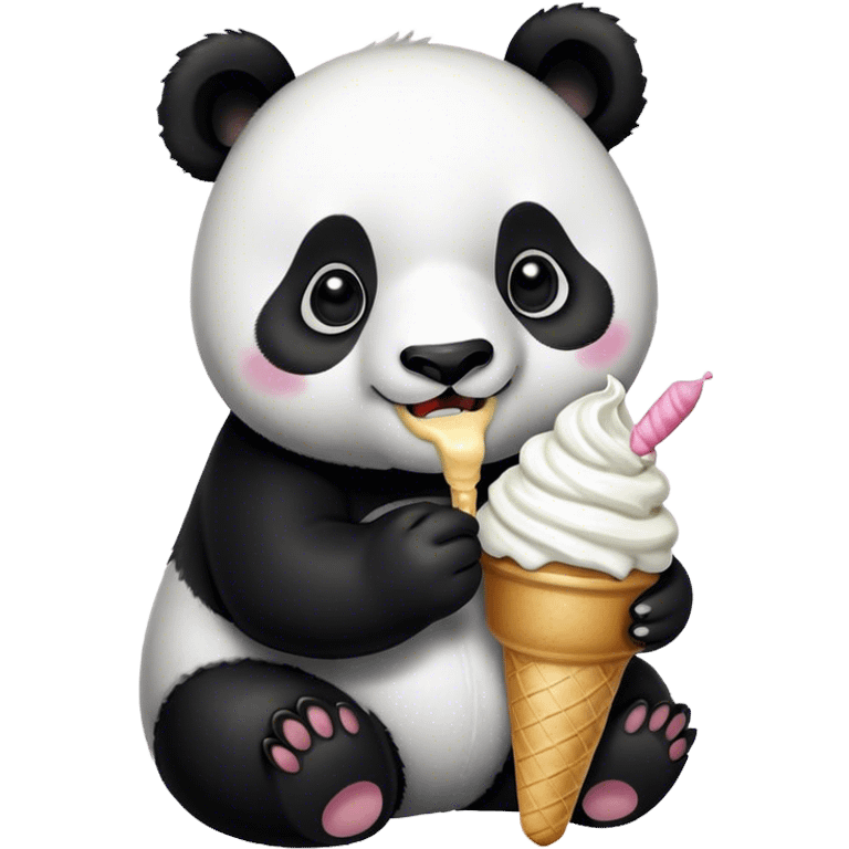 Panda eating ice cream emoji