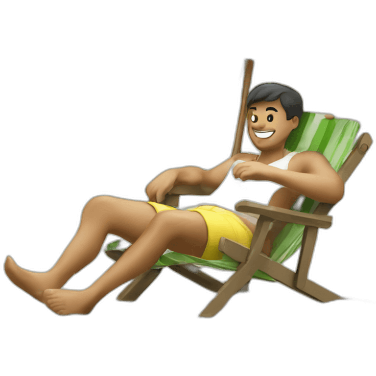 Create a person chilling in the beach, a man white emoji