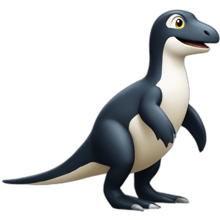 Pingouin sur dinosaure emoji