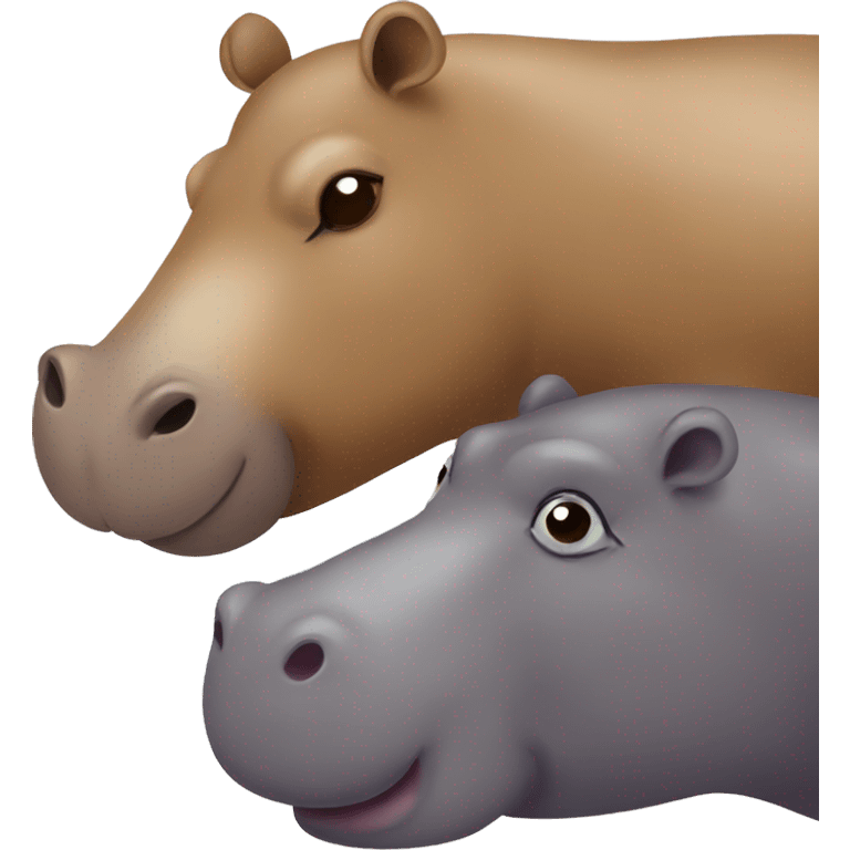 Capybara and Hippo kissing emoji