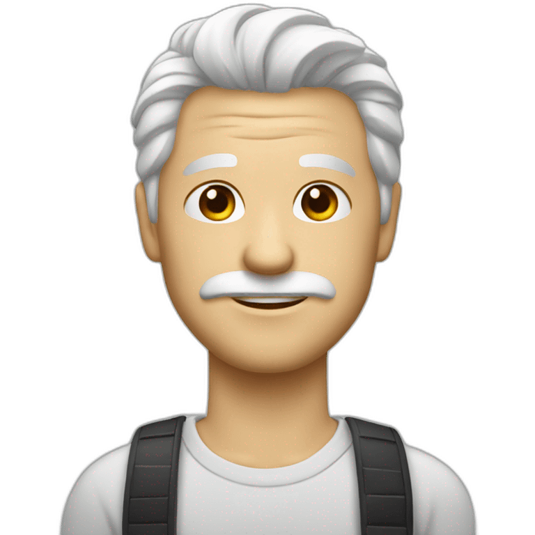 guy-with-white-hair and brush emoji