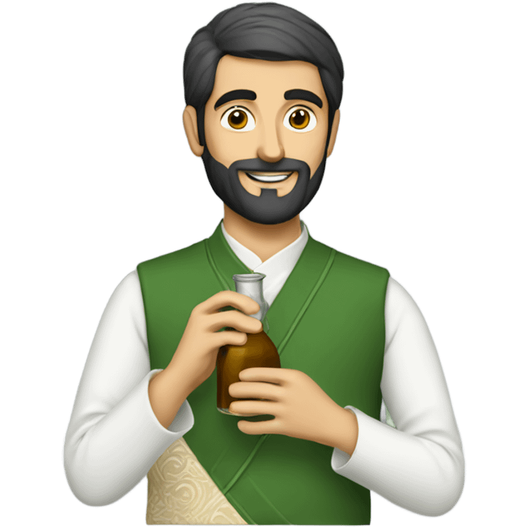 Persian man drinking sake bottle emoji