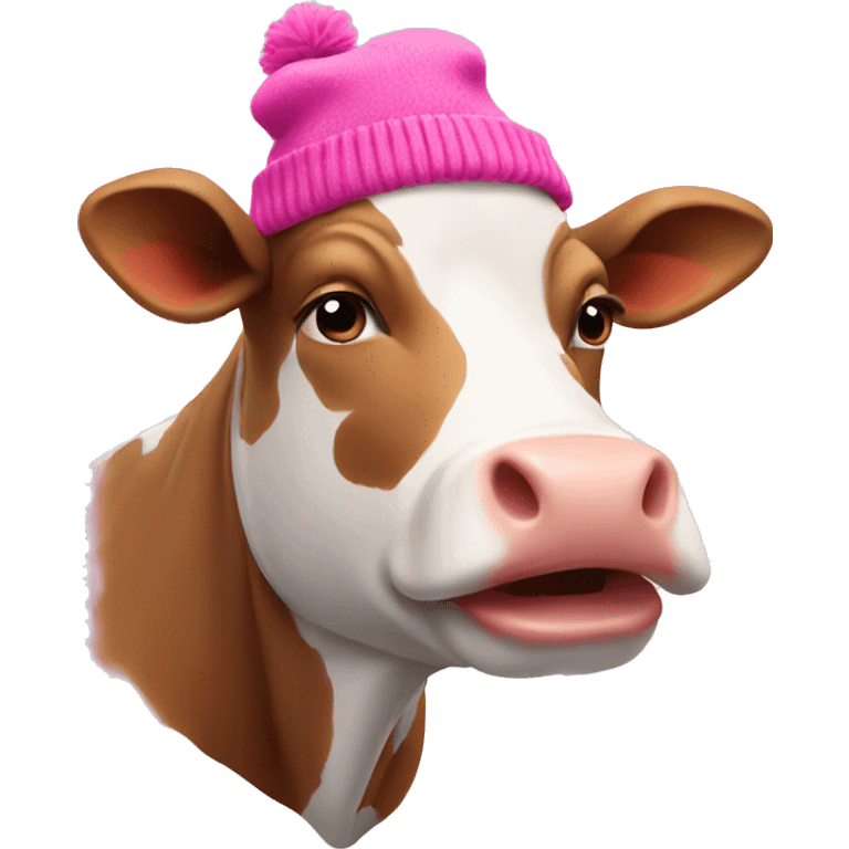 cow wearing pink beanie emoji