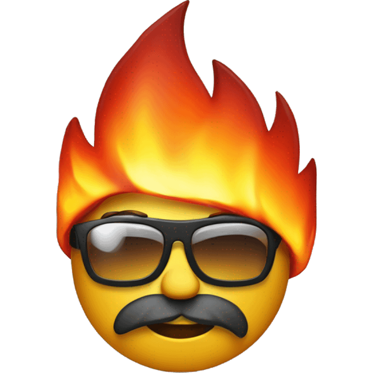 Fire with goatee with sunglas emoji