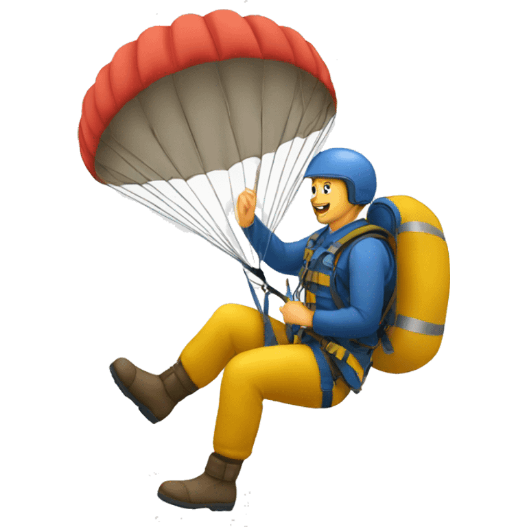 a man deploying the parachute emoji