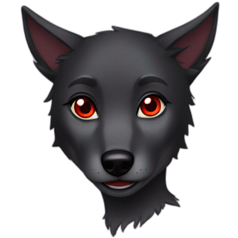 Black Wolf girl red eyes emoji