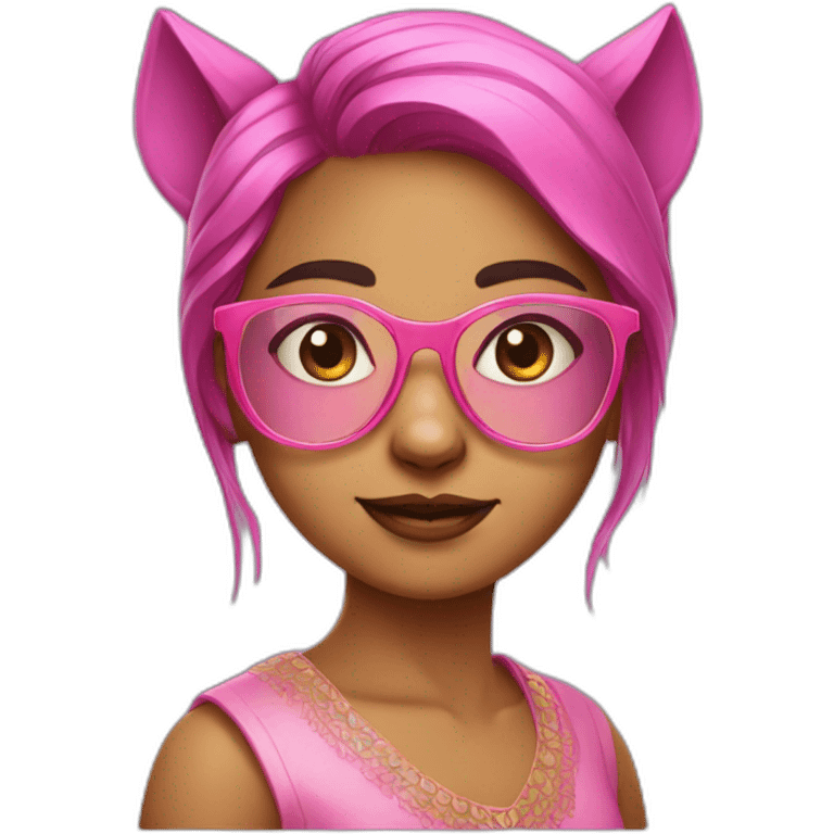 Fair indian girl with a wolfcut and pink translucent spectacles emoji