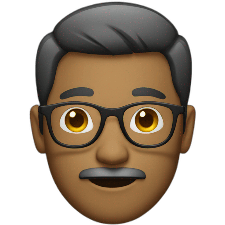 a short hair man, using glasses, with mustache emoji