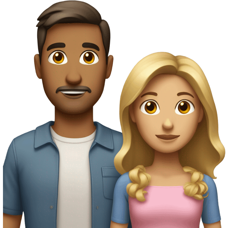 Puerto rican beard short brown hair  husband with blond long hair wife and brown long hair daughter Family  emoji