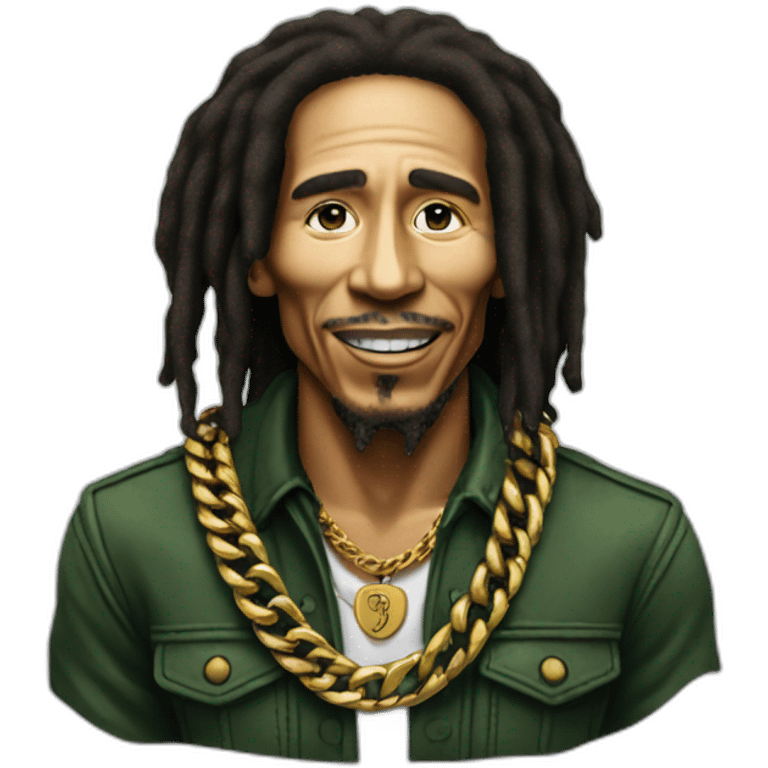 Bob Marley with a Gold Chain emoji