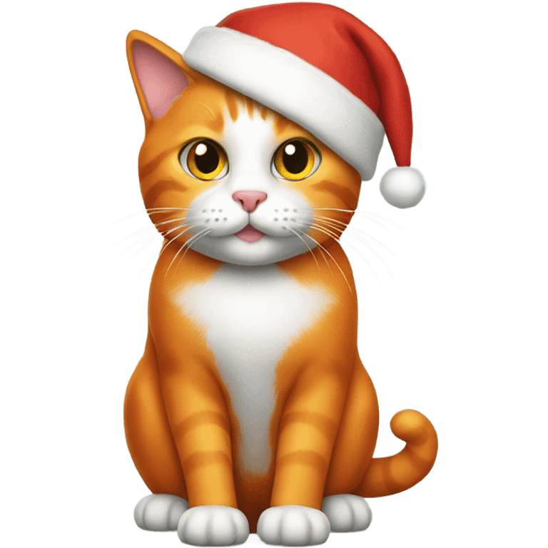 Orange cat wearing Santa suit emoji