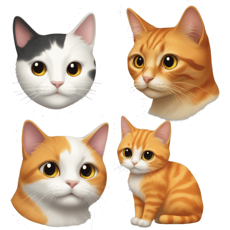 a calico cat and an orange cat emoji