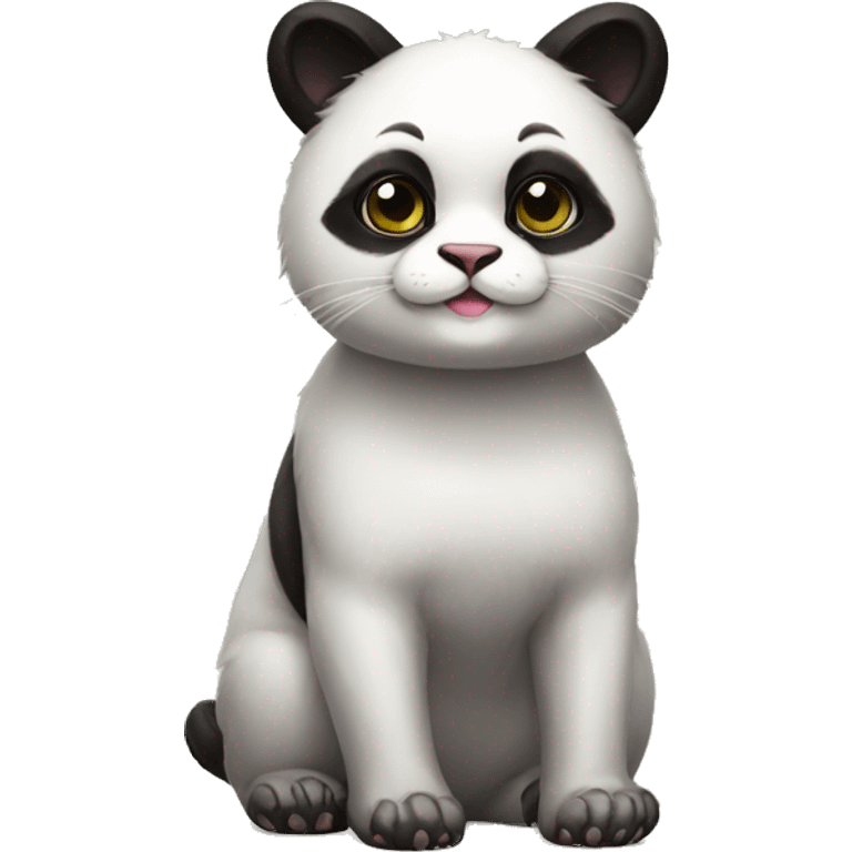 cute masked panda-cat-hybrid full body emoji